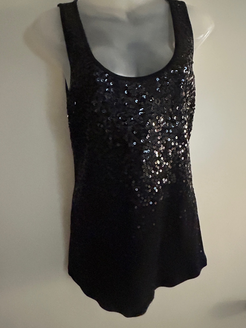 Express Black Sequin Low Neck Tank Top size M